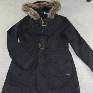 Women's Black Fur-Trimmed Coat